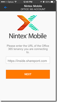 Nintex Mobile Office 365 URL Scheme